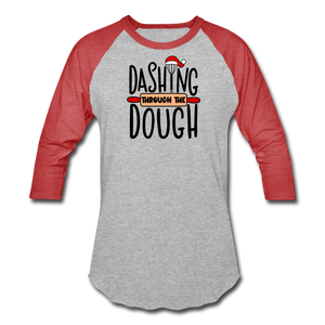 Dashing Through the Dough Baseball T-Shirt - heather gray/red