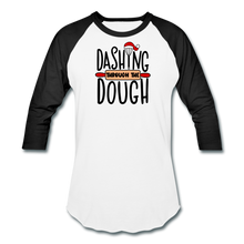 Load image into Gallery viewer, Dashing Through the Dough Baseball T-Shirt - white/black