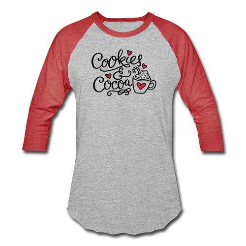 Cookies and Cocoa Baseball T-Shirt - heather gray/red