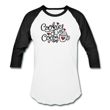 Load image into Gallery viewer, Cookies and Cocoa Baseball T-Shirt - white/black