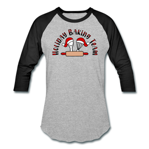 Holiday Baking Team Baseball T-Shirt - heather gray/black
