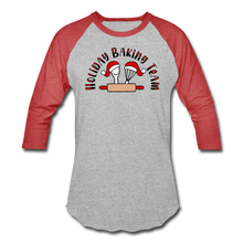 Load image into Gallery viewer, Holiday Baking Team Baseball T-Shirt - heather gray/red