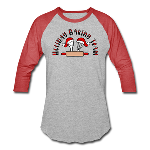 Holiday Baking Team Baseball T-Shirt - heather gray/red